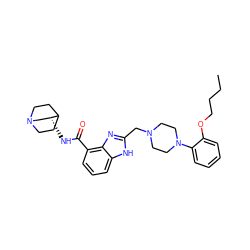 CCCCOc1ccccc1N1CCN(Cc2nc3c(C(=O)N[C@@H]4CN5CCC4CC5)cccc3[nH]2)CC1 ZINC000013539219