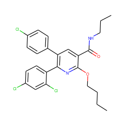 CCCCOc1nc(-c2ccc(Cl)cc2Cl)c(-c2ccc(Cl)cc2)cc1C(=O)NCCC ZINC000028332602