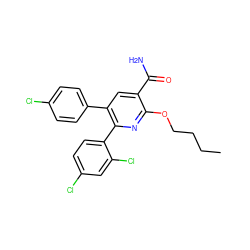 CCCCOc1nc(-c2ccc(Cl)cc2Cl)c(-c2ccc(Cl)cc2)cc1C(N)=O ZINC000028334252
