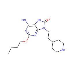 CCCCOc1nc(N)c2[nH]c(=O)n(CCC3CCNCC3)c2n1 ZINC000146654098