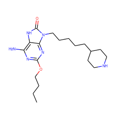 CCCCOc1nc(N)c2[nH]c(=O)n(CCCCCC3CCNCC3)c2n1 ZINC000117285094