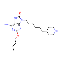 CCCCOc1nc(N)c2[nH]c(=O)n(CCCCCCC3CCNCC3)c2n1 ZINC000117288796