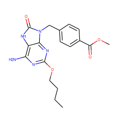 CCCCOc1nc(N)c2[nH]c(=O)n(Cc3ccc(C(=O)OC)cc3)c2n1 ZINC000049069492