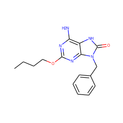 CCCCOc1nc(N)c2[nH]c(=O)n(Cc3ccccc3)c2n1 ZINC000013492501