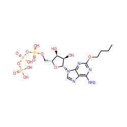 CCCCOc1nc(N)c2ncn([C@@H]3O[C@H](CO[P@@](=O)(O)O[P@@](=O)(O)OP(=O)(O)O)[C@@H](O)[C@H]3O)c2n1 ZINC000049774340
