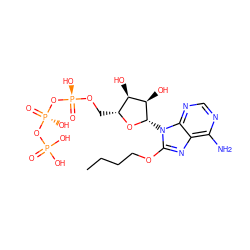 CCCCOc1nc2c(N)ncnc2n1[C@@H]1O[C@H](CO[P@@](=O)(O)O[P@@](=O)(O)OP(=O)(O)O)[C@@H](O)[C@H]1O ZINC000049771687