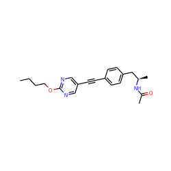 CCCCOc1ncc(C#Cc2ccc(C[C@@H](C)NC(C)=O)cc2)cn1 ZINC000169706395