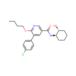 CCCCOc1ncc(C(=O)N[C@@H]2CCCC[C@H]2O)cc1-c1ccc(Cl)cc1 ZINC000036470984