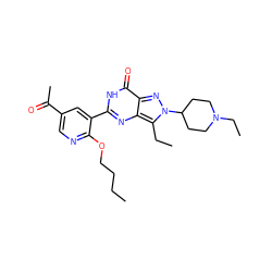 CCCCOc1ncc(C(C)=O)cc1-c1nc2c(CC)n(C3CCN(CC)CC3)nc2c(=O)[nH]1 ZINC000014955607