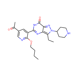 CCCCOc1ncc(C(C)=O)cc1-c1nc2c(CC)n(C3CCNCC3)nc2c(=O)[nH]1 ZINC000014955600