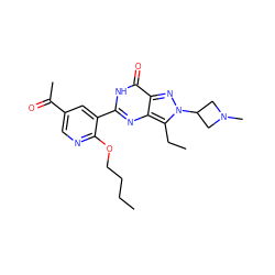 CCCCOc1ncc(C(C)=O)cc1-c1nc2c(CC)n(C3CN(C)C3)nc2c(=O)[nH]1 ZINC000014955596