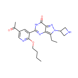 CCCCOc1ncc(C(C)=O)cc1-c1nc2c(CC)n(C3CNC3)nc2c(=O)[nH]1 ZINC000014955593