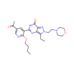 CCCCOc1ncc(C(C)=O)cc1-c1nc2c(CC)n(CCN3CCOCC3)nc2c(=O)[nH]1 ZINC000014955586