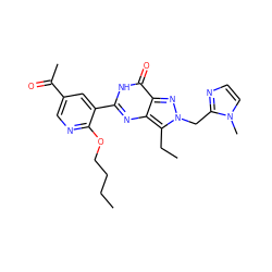 CCCCOc1ncc(C(C)=O)cc1-c1nc2c(CC)n(Cc3nccn3C)nc2c(=O)[nH]1 ZINC000014955589