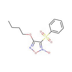 CCCCOc1no[n+]([O-])c1S(=O)(=O)c1ccccc1 ZINC000049112465