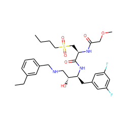 CCCCS(=O)(=O)C[C@@H](NC(=O)COC)C(=O)N[C@@H](Cc1cc(F)cc(F)c1)[C@H](O)CNCc1cccc(CC)c1 ZINC000028817336