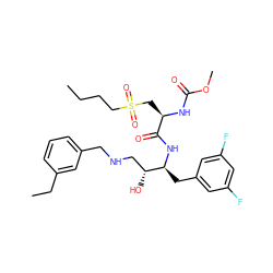 CCCCS(=O)(=O)C[C@@H](NC(=O)OC)C(=O)N[C@@H](Cc1cc(F)cc(F)c1)[C@H](O)CNCc1cccc(CC)c1 ZINC000028817393