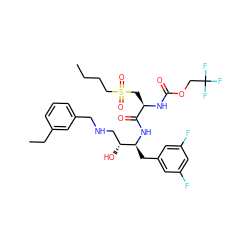 CCCCS(=O)(=O)C[C@@H](NC(=O)OCC(F)(F)F)C(=O)N[C@@H](Cc1cc(F)cc(F)c1)[C@H](O)CNCc1cccc(CC)c1 ZINC000028817408