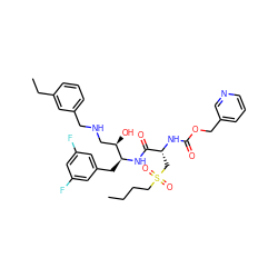 CCCCS(=O)(=O)C[C@@H](NC(=O)OCc1cccnc1)C(=O)N[C@@H](Cc1cc(F)cc(F)c1)[C@H](O)CNCc1cccc(CC)c1 ZINC000028817419