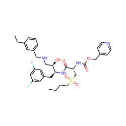 CCCCS(=O)(=O)C[C@@H](NC(=O)OCc1ccncc1)C(=O)N[C@@H](Cc1cc(F)cc(F)c1)[C@H](O)CNCc1cccc(CC)c1 ZINC000028817420