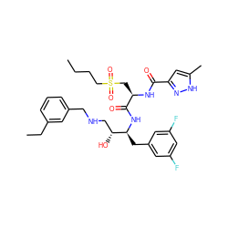 CCCCS(=O)(=O)C[C@@H](NC(=O)c1cc(C)[nH]n1)C(=O)N[C@@H](Cc1cc(F)cc(F)c1)[C@H](O)CNCc1cccc(CC)c1 ZINC000028817374