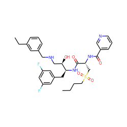 CCCCS(=O)(=O)C[C@@H](NC(=O)c1cccnc1)C(=O)N[C@@H](Cc1cc(F)cc(F)c1)[C@H](O)CNCc1cccc(CC)c1 ZINC000028817333