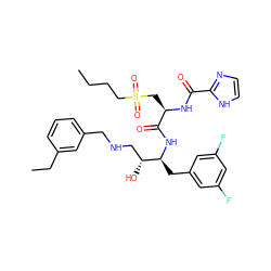 CCCCS(=O)(=O)C[C@@H](NC(=O)c1ncc[nH]1)C(=O)N[C@@H](Cc1cc(F)cc(F)c1)[C@H](O)CNCc1cccc(CC)c1 ZINC000028817385