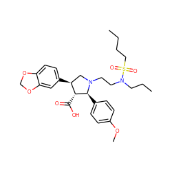 CCCCS(=O)(=O)N(CCC)CCN1C[C@H](c2ccc3c(c2)OCO3)[C@@H](C(=O)O)[C@@H]1c1ccc(OC)cc1 ZINC000026974307