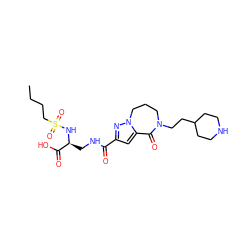 CCCCS(=O)(=O)N[C@@H](CNC(=O)c1cc2n(n1)CCCN(CCC1CCNCC1)C2=O)C(=O)O ZINC000013762326