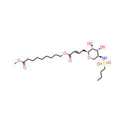 CCCCS(=O)(=O)N[C@H]1CO[C@@H](C/C=C/C(=O)OCCCCCCCCC(=O)OC)[C@H](O)[C@@H]1O ZINC000026666119