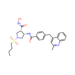 CCCCS(=O)(=O)N1C[C@@H](NC(=O)c2ccc(Cc3cc(C)nc4ccccc34)cc2)[C@@H](C(=O)NO)C1 ZINC000028821955