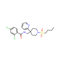 CCCCS(=O)(=O)N1CCC(CNC(=O)c2ccc(Cl)cc2Cl)(c2ccccn2)CC1 ZINC000040872686