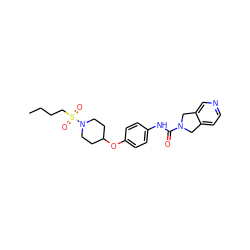 CCCCS(=O)(=O)N1CCC(Oc2ccc(NC(=O)N3Cc4ccncc4C3)cc2)CC1 ZINC000166840850