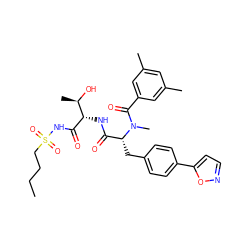 CCCCS(=O)(=O)NC(=O)[C@@H](NC(=O)[C@@H](Cc1ccc(-c2ccno2)cc1)N(C)C(=O)c1cc(C)cc(C)c1)[C@@H](C)O ZINC000026376603