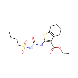 CCCCS(=O)(=O)NC(=O)Nc1sc2c(c1C(=O)OCC)CCCC2 ZINC000028565296