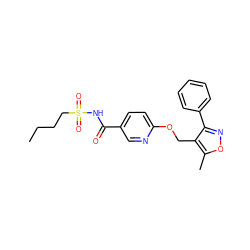 CCCCS(=O)(=O)NC(=O)c1ccc(OCc2c(-c3ccccc3)noc2C)nc1 ZINC000169707488