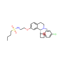 CCCCS(=O)(=O)NCCOc1ccc2c(c1)[C@@H](C1(c3ccc(Cl)cc3)CCC1)N(C)CC2 ZINC000114978236