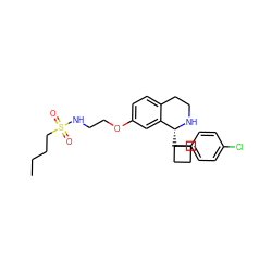 CCCCS(=O)(=O)NCCOc1ccc2c(c1)[C@@H](C1(c3ccc(Cl)cc3)CCC1)NCC2 ZINC000114982993