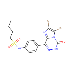 CCCCS(=O)(=O)Nc1ccc(-c2n[nH]c(=O)n3c(Br)c(Br)nc23)cc1 ZINC000028018914