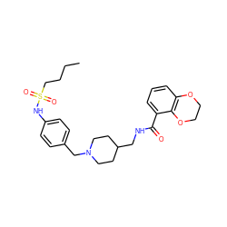 CCCCS(=O)(=O)Nc1ccc(CN2CCC(CNC(=O)c3cccc4c3OCCO4)CC2)cc1 ZINC000299832340