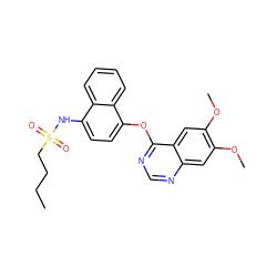 CCCCS(=O)(=O)Nc1ccc(Oc2ncnc3cc(OC)c(OC)cc23)c2ccccc12 ZINC001772648774