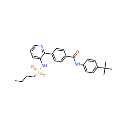 CCCCS(=O)(=O)Nc1cccnc1-c1ccc(C(=O)Nc2ccc(C(C)(C)C)cc2)cc1 ZINC000038149568