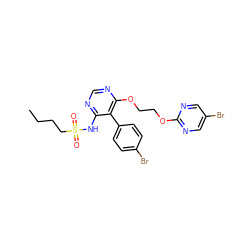 CCCCS(=O)(=O)Nc1ncnc(OCCOc2ncc(Br)cn2)c1-c1ccc(Br)cc1 ZINC000095553975