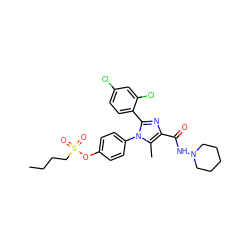 CCCCS(=O)(=O)Oc1ccc(-n2c(-c3ccc(Cl)cc3Cl)nc(C(=O)NN3CCCCC3)c2C)cc1 ZINC000136446653