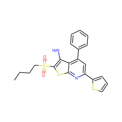 CCCCS(=O)(=O)c1sc2nc(-c3cccs3)cc(-c3ccccc3)c2c1N ZINC000009993126