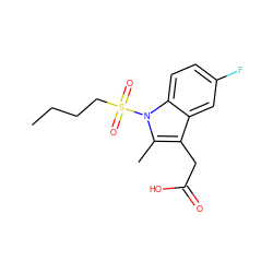 CCCCS(=O)(=O)n1c(C)c(CC(=O)O)c2cc(F)ccc21 ZINC000013673925