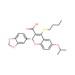 CCCCSC1=C(C(=O)O)[C@@H](c2ccc3c(c2)OCO3)Oc2ccc(OC(C)C)cc21 ZINC000013473449