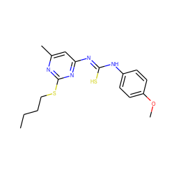 CCCCSc1nc(C)cc(/N=C(\S)Nc2ccc(OC)cc2)n1 ZINC000013470843