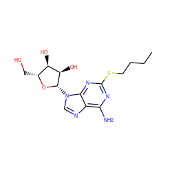 CCCCSc1nc(N)c2ncn([C@@H]3O[C@H](CO)[C@@H](O)[C@H]3O)c2n1 ZINC000039178283