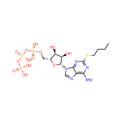 CCCCSc1nc(N)c2ncn([C@@H]3O[C@H](CO[P@@](=O)(O)O[P@@](=O)(O)OP(=O)(O)O)[C@@H](O)[C@H]3O)c2n1 ZINC000049785916